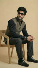 Reversible Khakhi Grey Nehru Fit Jacket | 100% Woolen