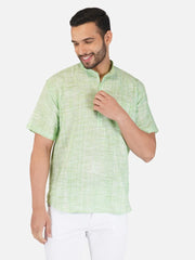 Pure Khadi Short Kurta in Light Green Color