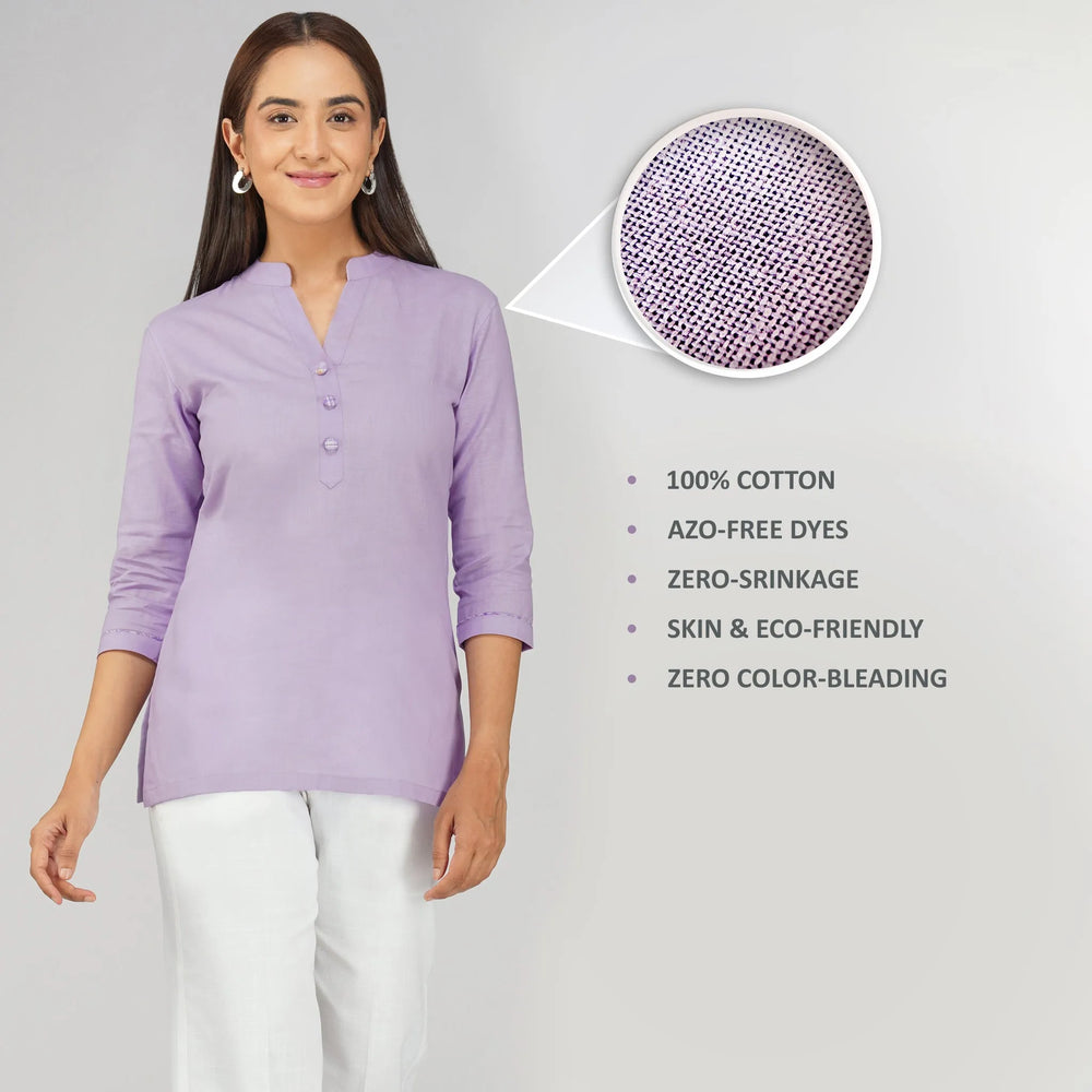 Women's Khadi Short Kurti Lavander