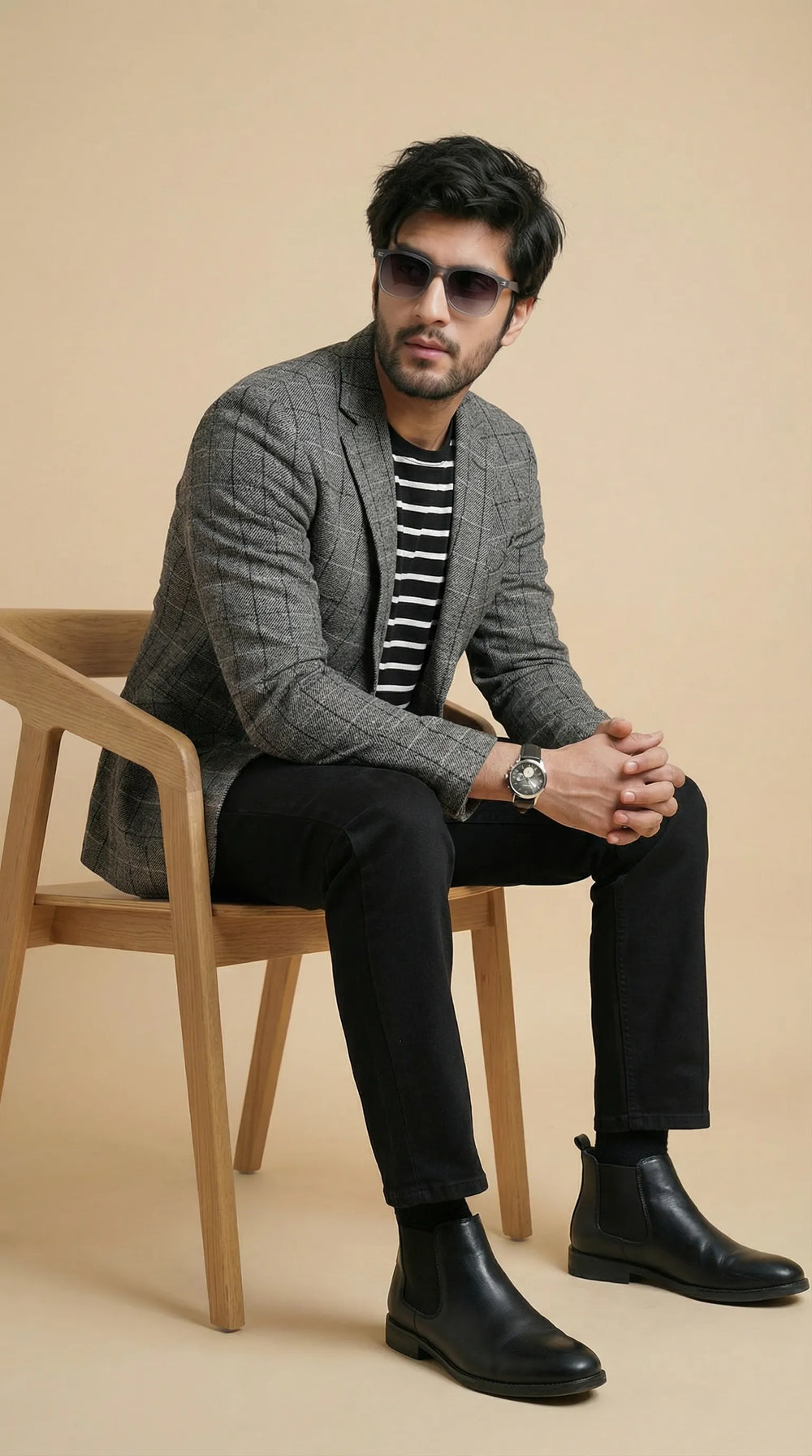 Charcoal Tweed Blazer | 100% Wool, Classic Structured Fit