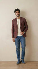 Reddish Tweed Blazer | 100% Wool, Classic Structured Fit