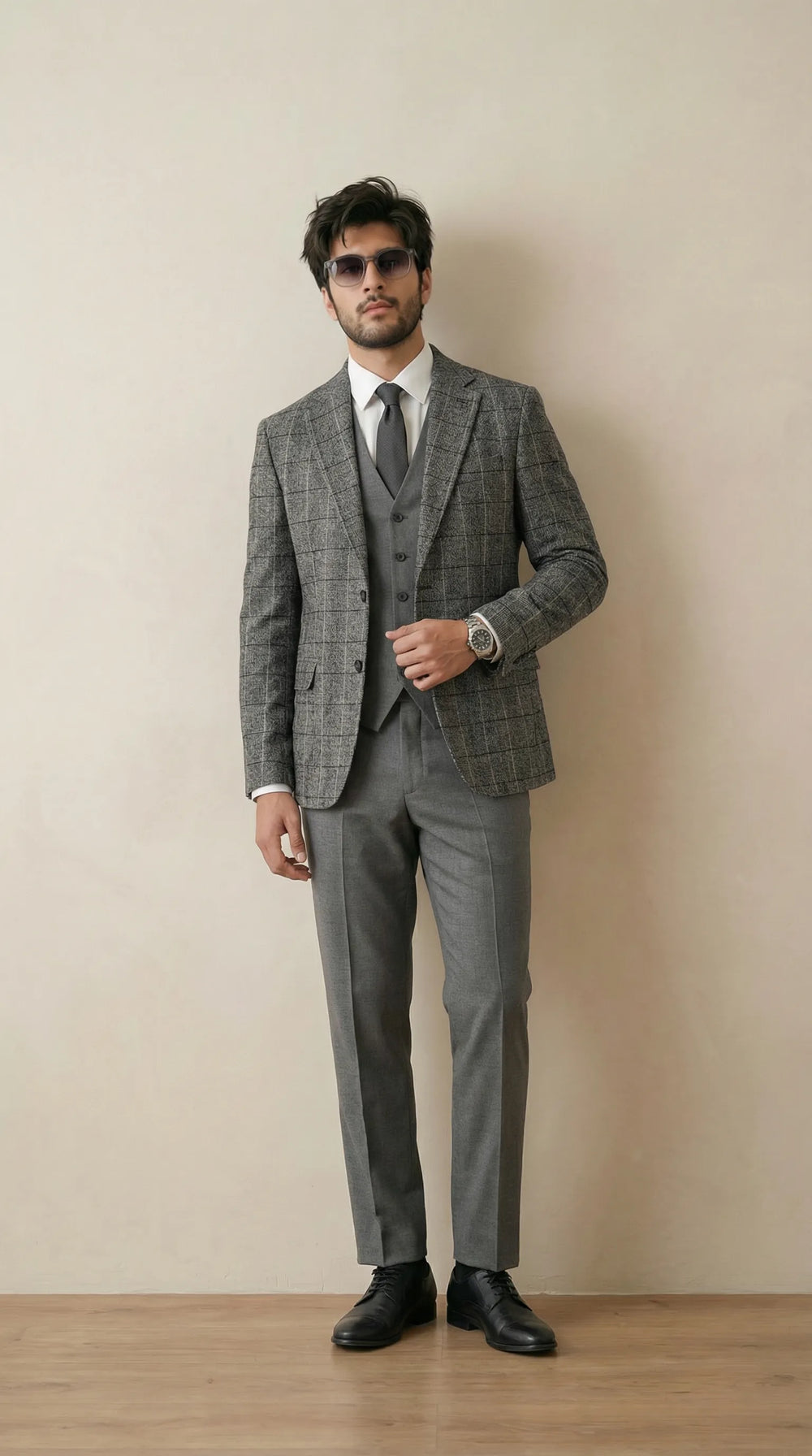 Charcoal Tweed Blazer | 100% Wool, Classic Structured Fit