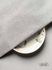 Small Plain Line White & Grey Traditional Khadi Fabric
