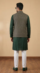 Greyish Green Signature Nehru Fit Jacket | 100% Woolen
