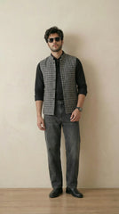 Reversible Iron Grey Nehru Fit Jacket | 100% Woolen