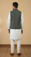 Forest Green Signature Nehru Fit Jacket | 100% Woolen