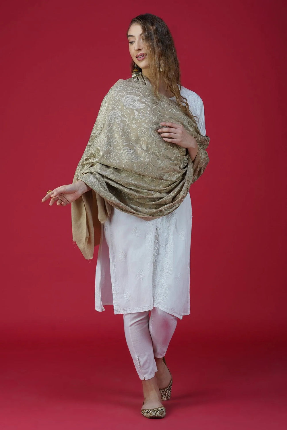 Unique Stylish Embroidered Pure Woolen Shawl ST-04