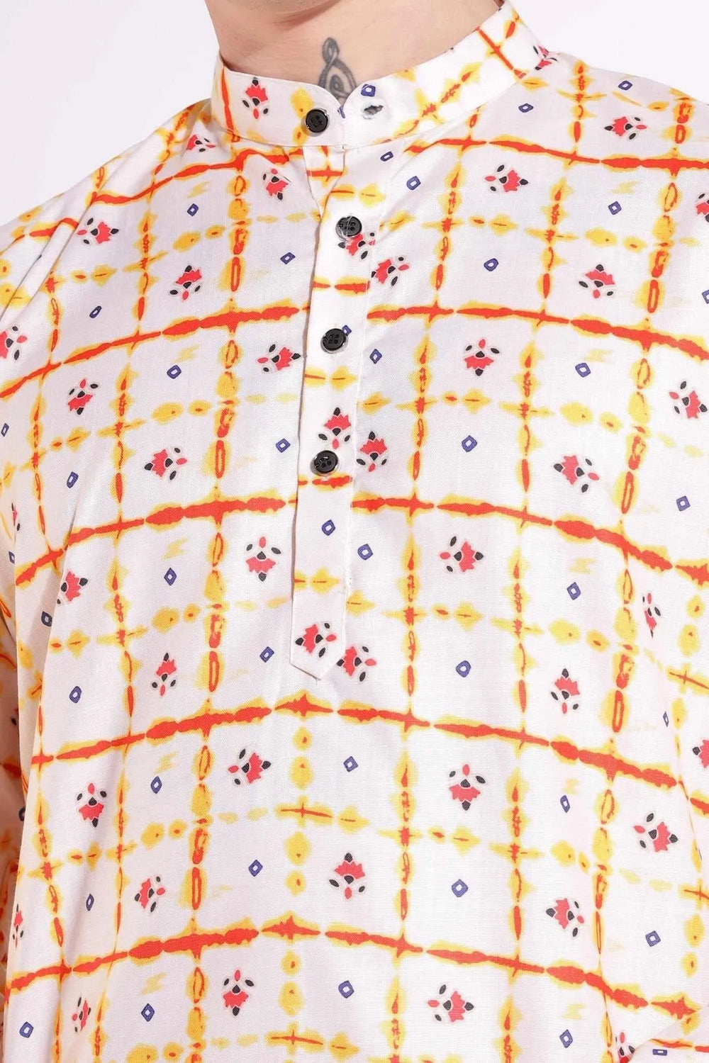 Traditional Print Kurta Cream Color