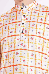 Traditional Print Kurta Cream Color
