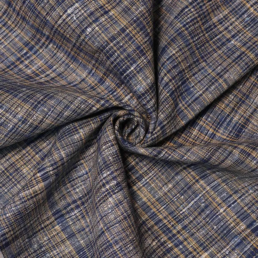 Khadi Kurta Pajama Fabric Combo Set - Unstitched Blue Traditional Khadi