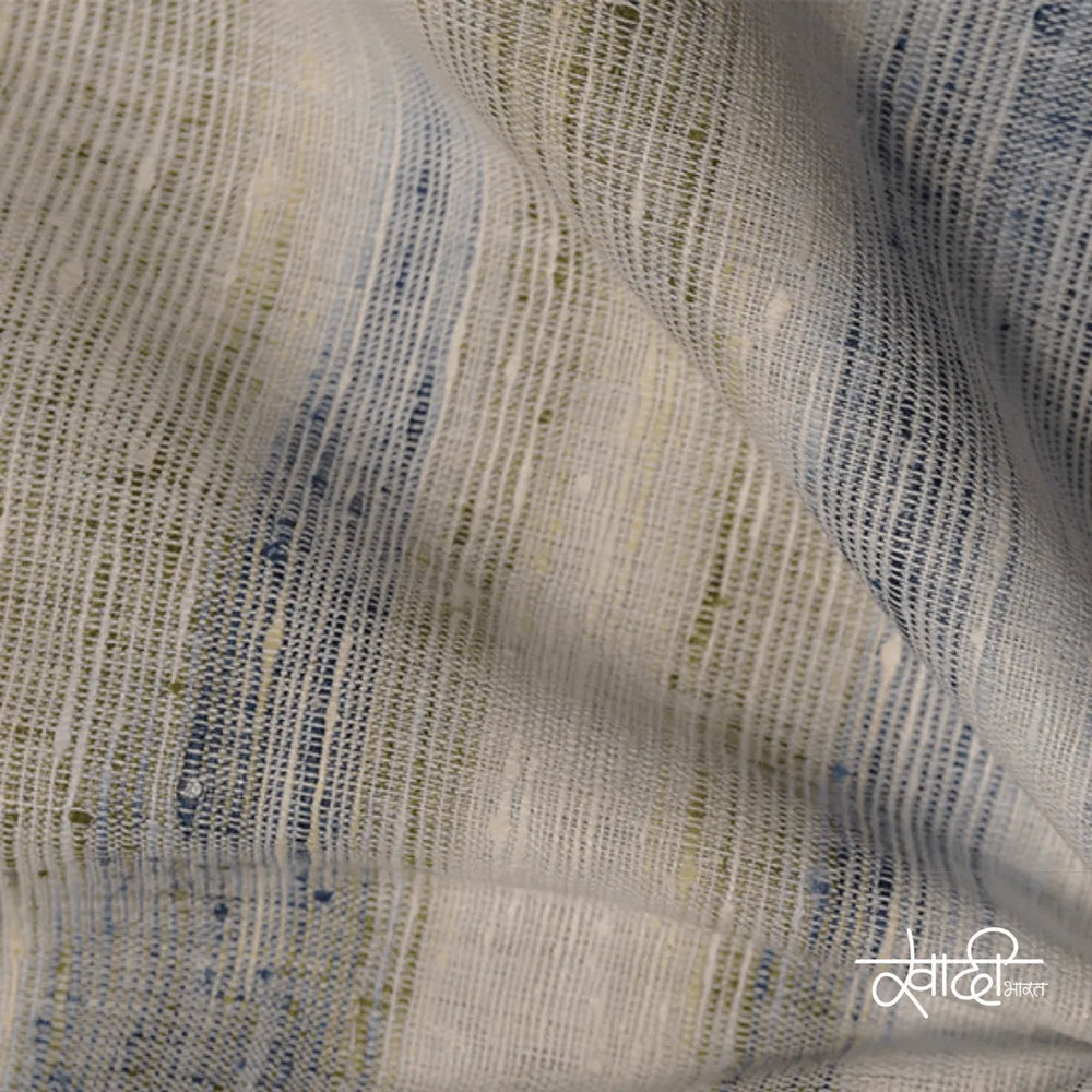 Khadi Kurta Pajama Fabric Combo Set - Unstitched Off Blue Traditional Khadi