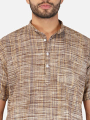 Pure Khadi Short Kurta in Coffee Color