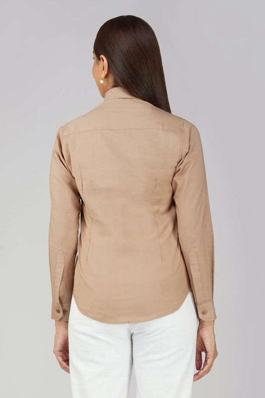Women's Khadi Shirt Beige Brown