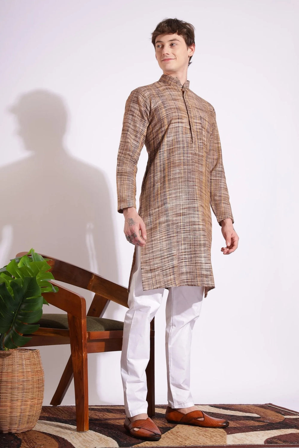 Coffee Khadi Kurta