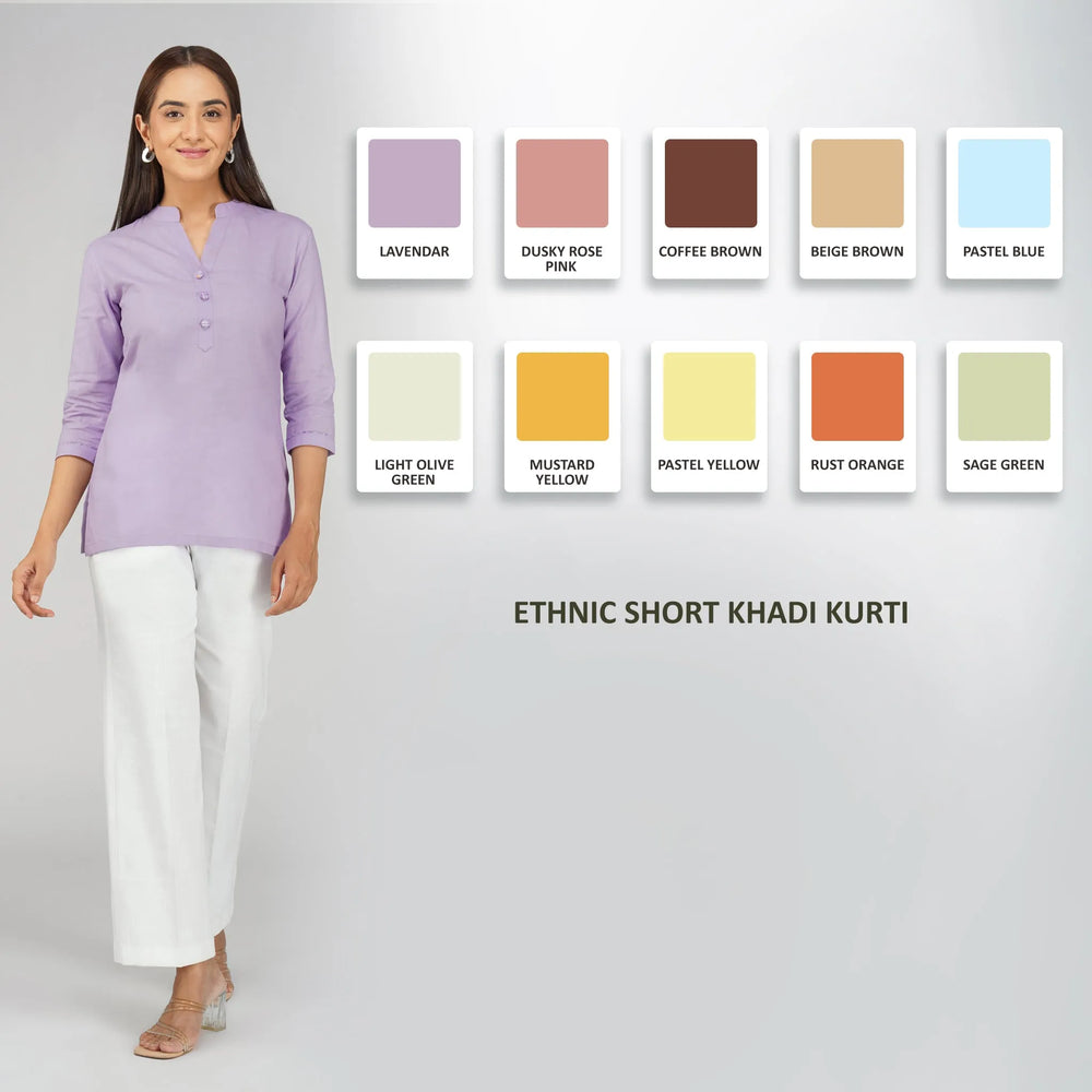 Women's Khadi Short Kurti Lavander