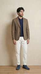 Wood Brown Tweed Blazer | 100% Wool, Classic Structured Fit