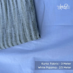 Khadi Kurta Pajama Fabric Combo Set - Unstitched Off Green Traditional Khadi