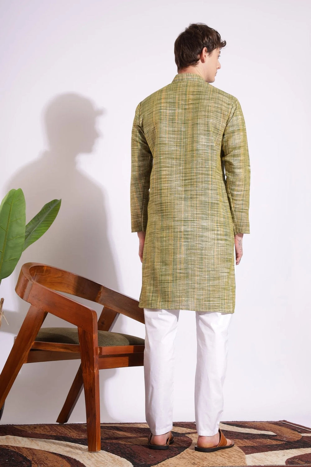 Dark Green Khadi Kurta