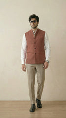 Reversible Brick Red Nehru Fit Jacket | 100% Woolen