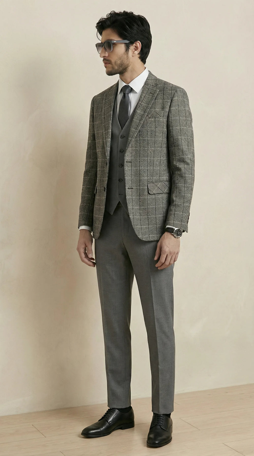 Charcoal Tweed Blazer | 100% Wool, Classic Structured Fit