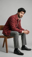 Men’s Maroon Classic Wool Overshirt