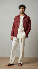 Men’s Maroon Classic Wool Overshirt