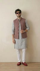 Deep Red Signature Nehru Fit Jacket | 100% Woolen