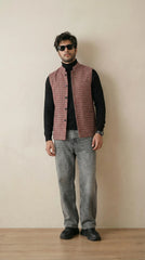 Deep Red Signature Nehru Fit Jacket | 100% Woolen