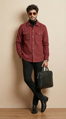 Men’s Maroon Classic Wool Overshirt
