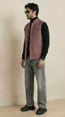 Deep Red Signature Nehru Fit Jacket | 100% Woolen