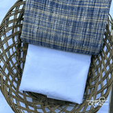Khadi Kurta Pajama Fabric Combo Set - Unstitched Blue Traditional Khadi