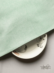 Small Plain Line White & Green Traditional Khadi Fabric