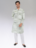 Khadi Cotton Kurta Traditional Off-White Blended with Green Colour