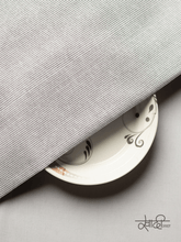 Small Plain Line White & Grey Traditional Khadi Fabric