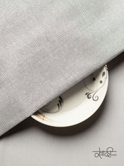 Small Plain Line White & Grey Traditional Khadi Fabric