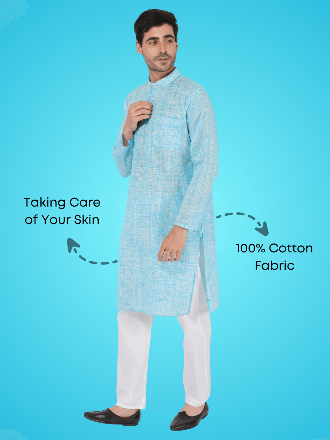Light Blue Khadi Kurta Light Blue Khadi Kurta