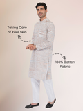 Khadi Traditional Kurta Off-White Blended with Brown Colour