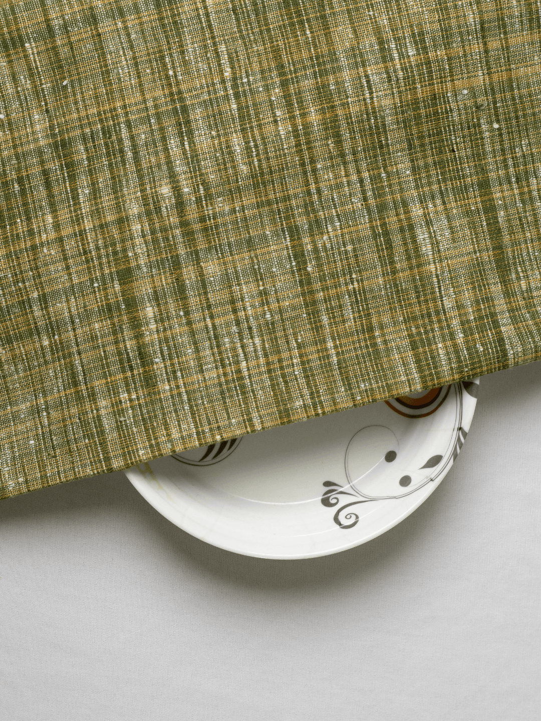 Traditional Greenish Cotton Khadi Fabric Traditional Greenish Cotton Khadi Fabric