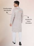 Khadi Traditional Kurta Off-White Blended with Brown Colour