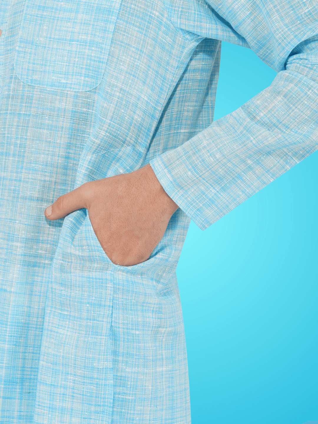 Light Blue Khadi Kurta Light Blue Khadi Kurta
