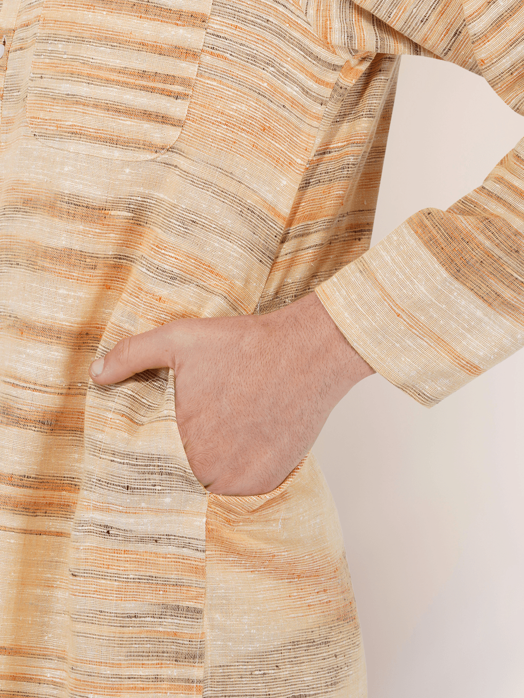 Wheat Colour Traditional Khadi Cotton Kurta Wheat Colour Traditional Khadi Cotton Kurta