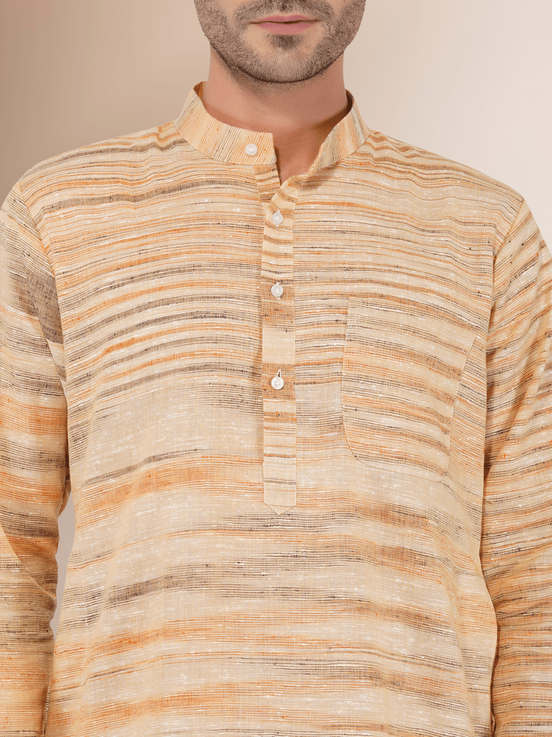 Wheat Colour Traditional Khadi Cotton Kurta Wheat Colour Traditional Khadi Cotton Kurta