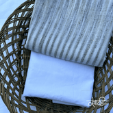 Khadi Kurta Pajama Fabric Combo Set - Unstitched Off Green Traditional Khadi