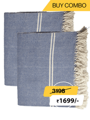 HAND WOVEN KHADI KHES, BLANKETS, THROW IN LIGHT BLUE COLOR- ALL WEATHER