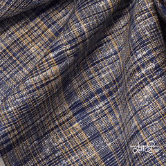 Khadi Kurta Pajama Fabric Combo Set - Unstitched Blue Traditional Khadi