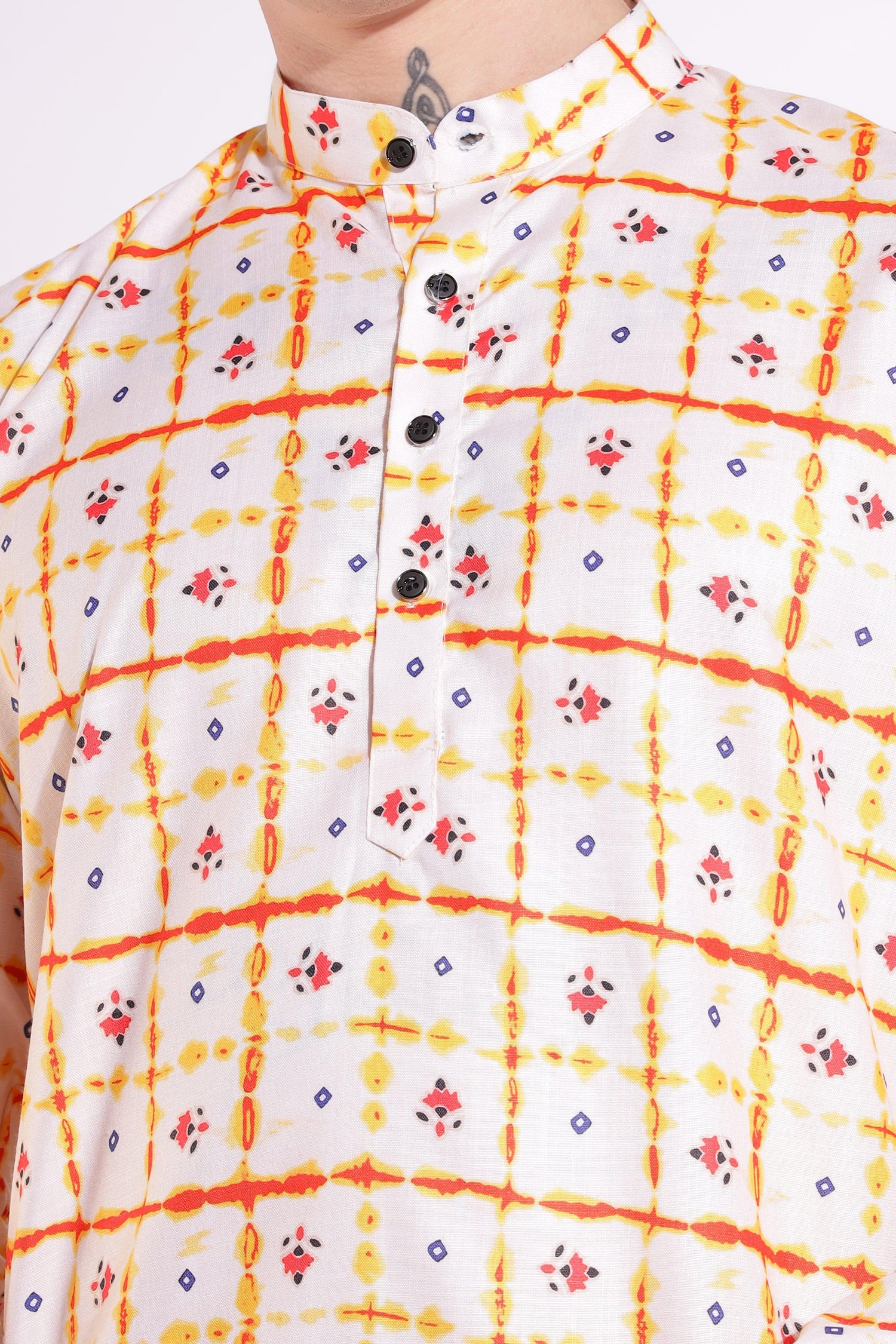 Printed Kurtas for Men - Handwoven Khadi Designs