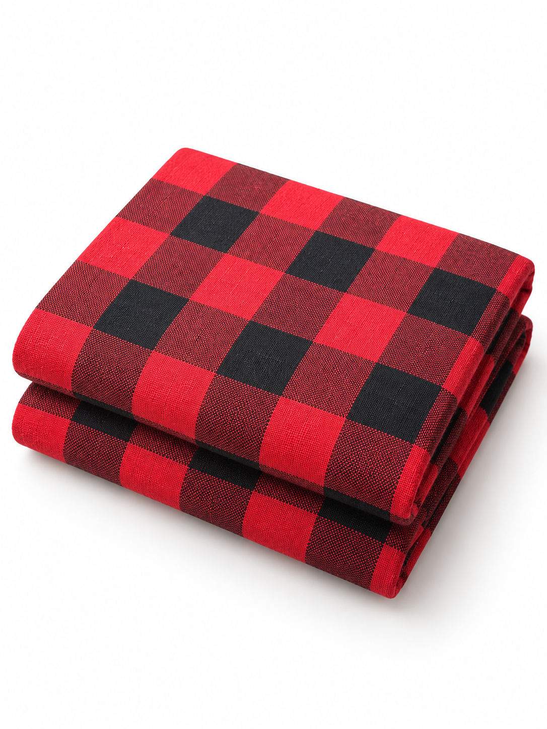 Red and Black Checked Khaddar Cotton Fabric