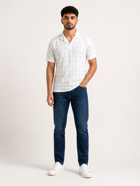 Khaddarvas Premium Woven Cuban Collar Polo Shirt