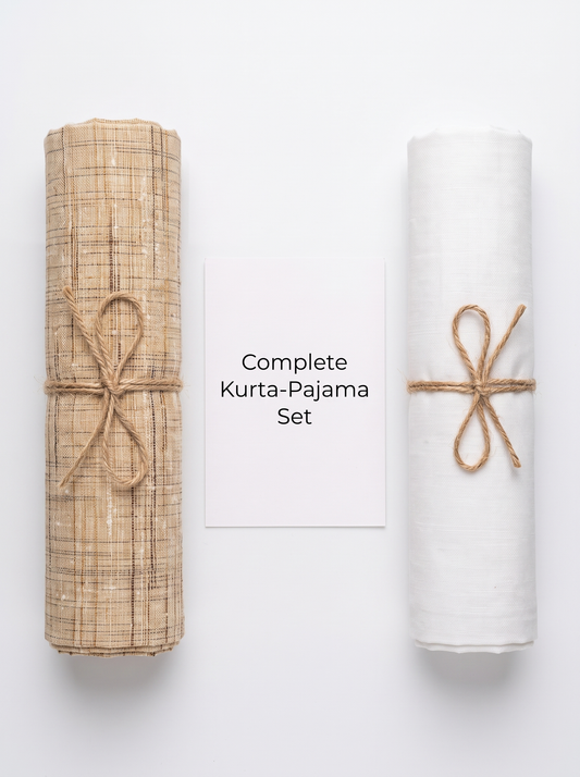 Elegant Handwoven Khadi Fabric Combo Set- 5.5M