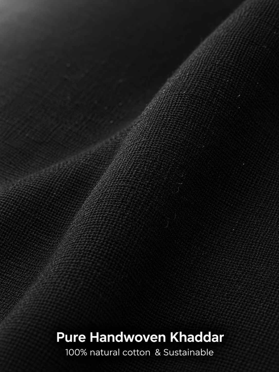 Authentic Pure Black Khaddar Cotton Fabric